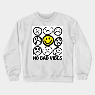 Emoji Smiling Graffiti No Bad Vibes Crewneck Sweatshirt